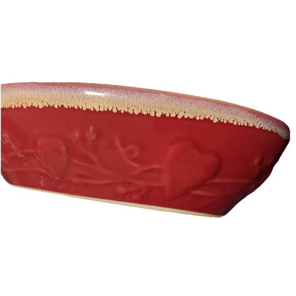 VTG LTD Commodities Drip Glaze Pottery Soup & Cracker Chip Dip Snack Bowl Red - Picture 9 of 9